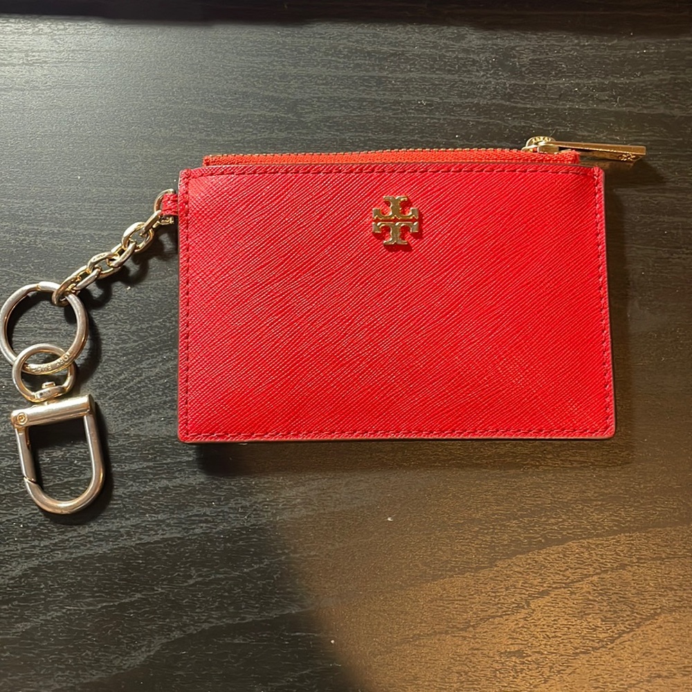 Tory Burch Women’s Leather Emerson Case Key Ring ID Wallet in Red